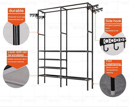 Clóset Portátil Premium - Doble barra + repisas