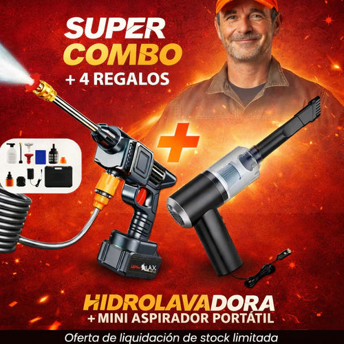Hidrolavadora Inalámbrica 48V + Aspirador 3 en 1 – Combo de Limpieza Pro