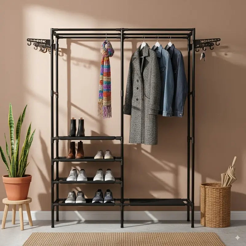 Clóset Portátil Premium - Doble barra + repisas