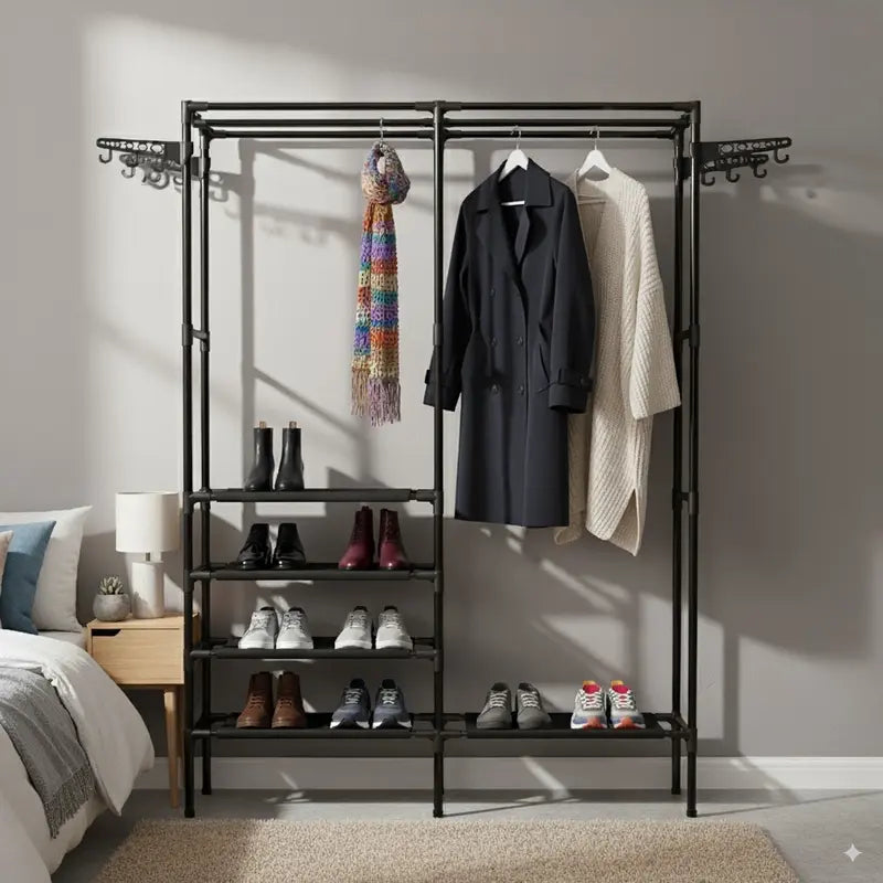 Clóset Portátil Premium - Doble barra + repisas