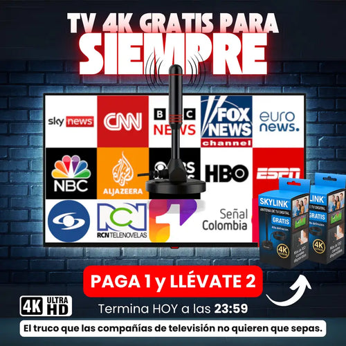 Compra 1 y LLÉVATE 2 - SkyLink™ - Antena Digital 4k – Más Canales, Más Calidad, Cero Costos